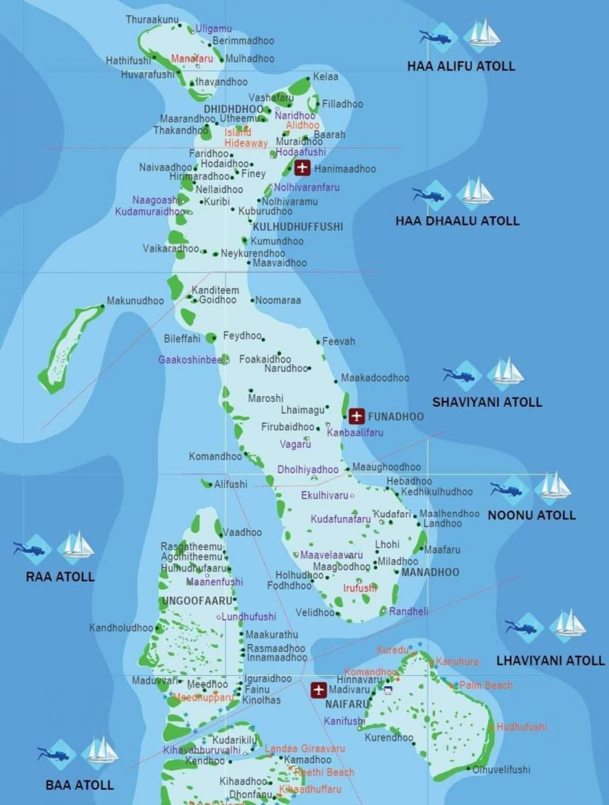 подробная карта Мальдивы