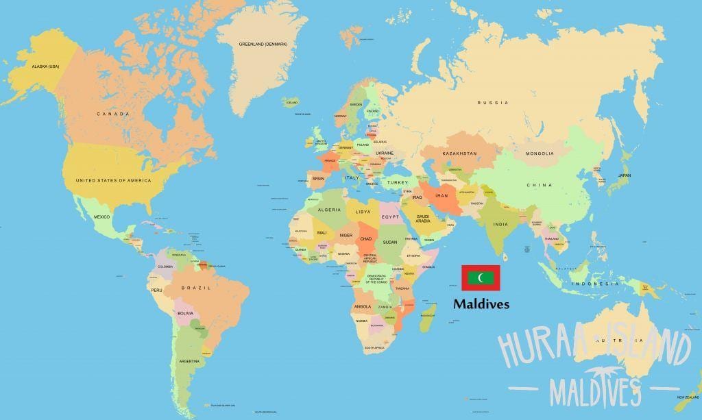 карта Мальдивы на карте мира