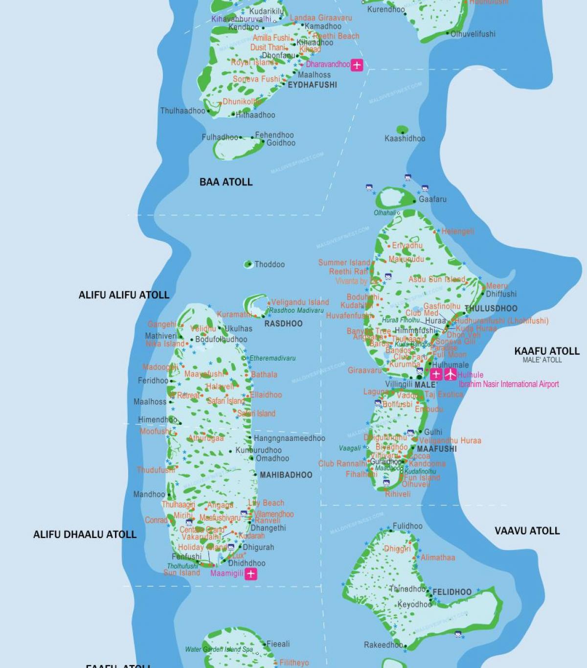 мальдивские острова расположение на карте 