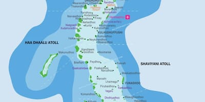 Карта Мальдивских островов и соседних стран